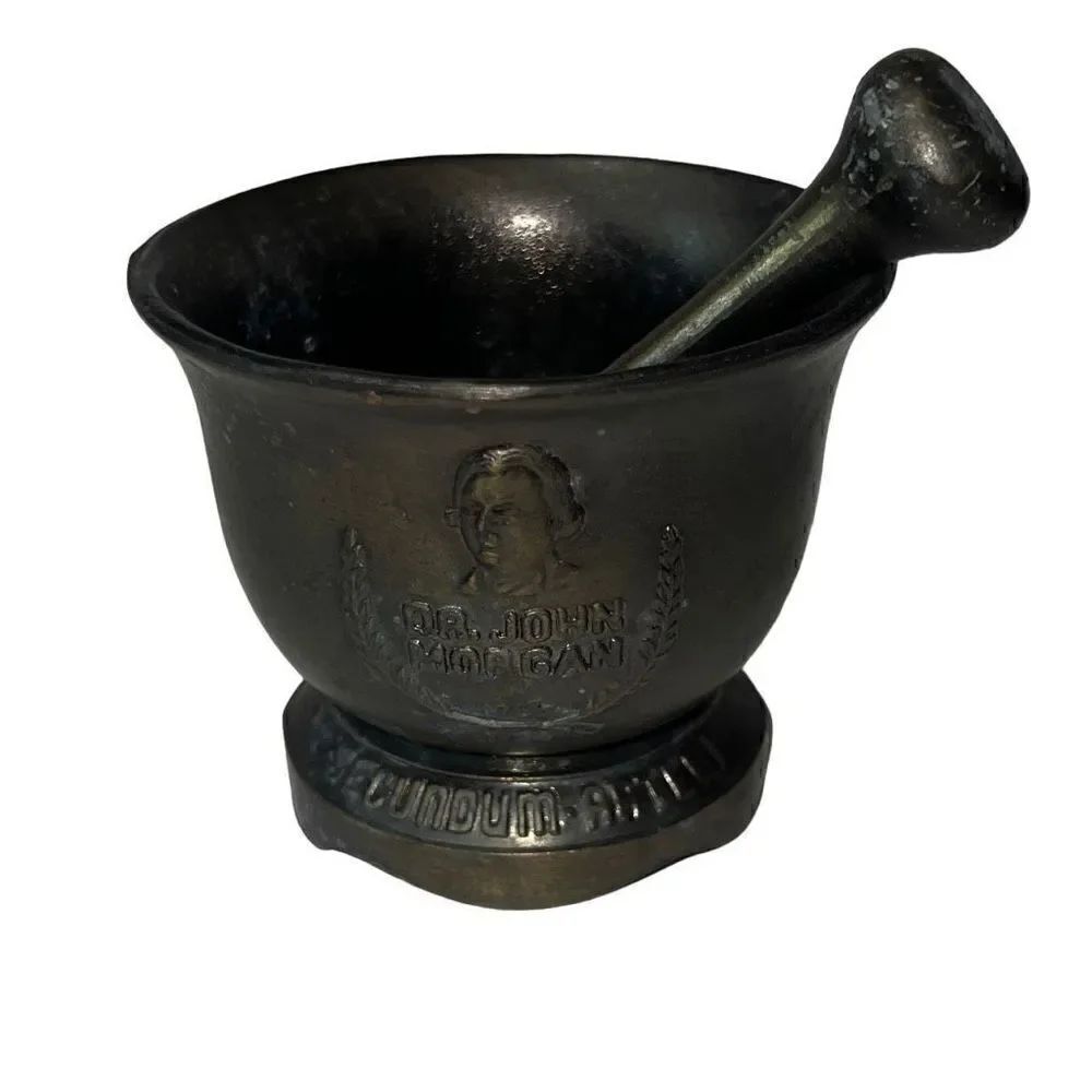 Dr. John Morgan Solid Brass Mortar & Pestle Vintage Apothecary Piece